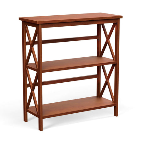 Estantería de Almacenamiento Etagere Multifuncional de Madera de 3 Niveles con Diseño en X