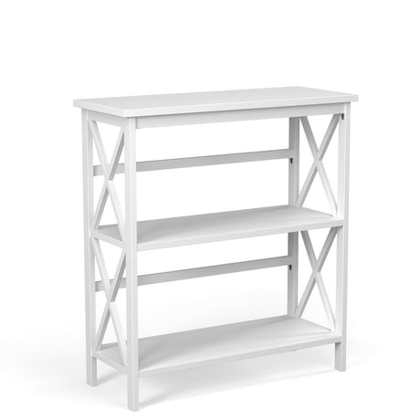 Estantería de Almacenamiento Etagere Multifuncional de Madera de 3 Niveles con Diseño en X