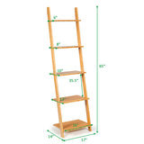 Estantería/Expositor de pared moderno de bambú de 5 niveles con diseño de escalera