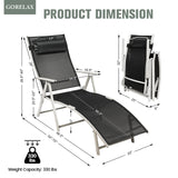 Adjustable Outdoor Lightweight Folding Chaise Lounge Chair with Pillow