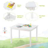 Juego de mesa y 5 sillas de madera de pino para niños