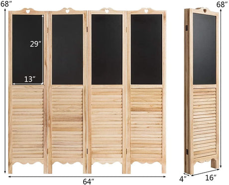 Divisor de ambiente plegable de 4 paneles con pizarra
