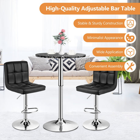 Mesa de Pub para Cóctel Giratoria 360° con Pata y Base Plateadas