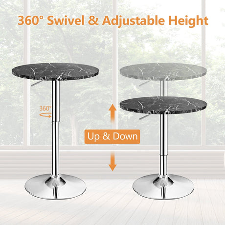 Mesa de Pub para Cóctel Giratoria 360° con Pata y Base Plateadas