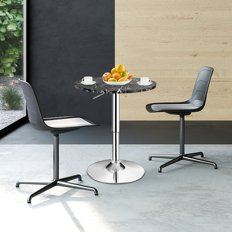 Mesa de Pub para Cóctel Giratoria 360° con Pata y Base Plateadas