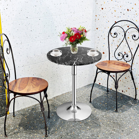 Mesa de Pub para Cóctel Giratoria 360° con Pata y Base Plateadas