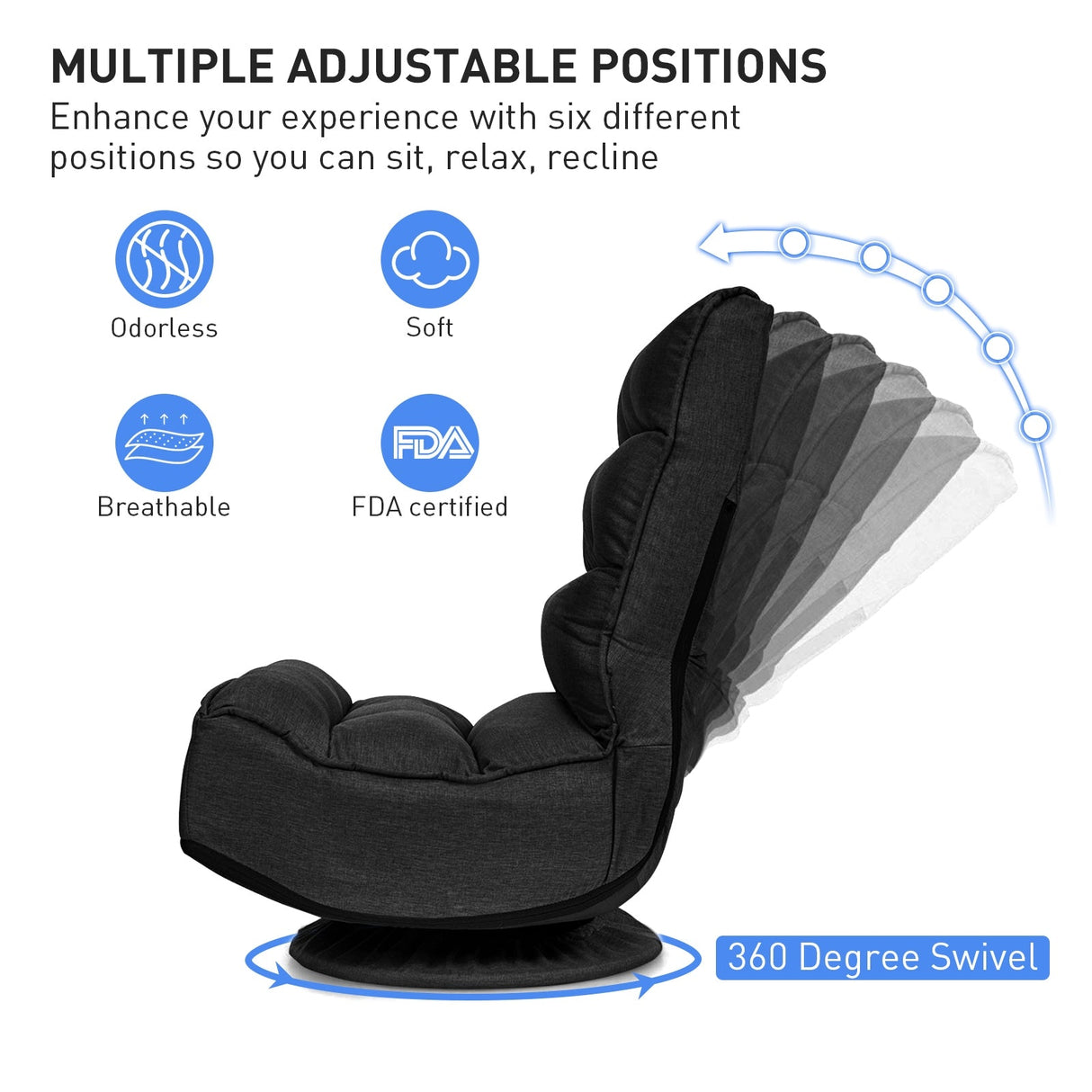 Silla de juego plegable de suelo de 5 posiciones