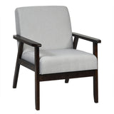 Solid Rubber Wood Fabric Accent Armchair