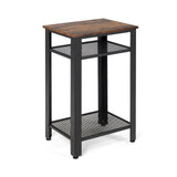 Mesa Auxiliar Industrial de 3 Niveles con Estantes de Almacenamiento de Malla Metálica