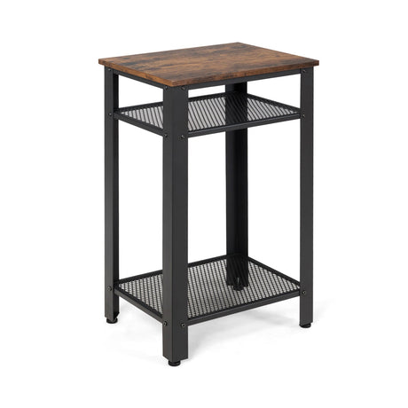 Mesa Auxiliar Industrial de 3 Niveles con Estantes de Almacenamiento de Malla Metálica