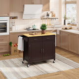 Isla de cocina moderna con ruedas y encimera de madera