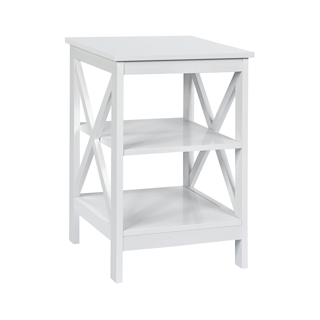3-Tier X-Design Nightstands with Storage Shelves for Living Room Bedroom