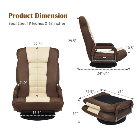 Sillón de suelo para gaming con giro de 360 grados y respaldo plegable y ajustable
