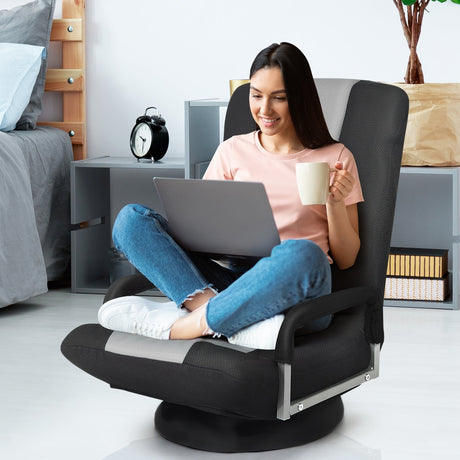 Sillón de suelo para gaming con giro de 360 grados y respaldo plegable y ajustable
