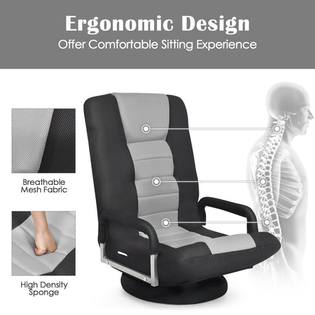 Sillón de suelo para gaming con giro de 360 grados y respaldo plegable y ajustable