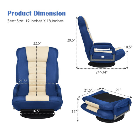 Sillón de suelo para gaming con giro de 360 grados y respaldo plegable y ajustable