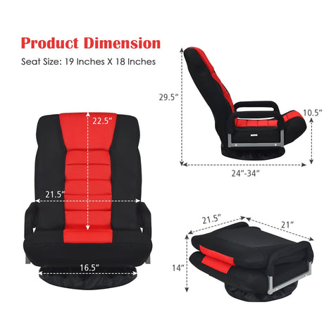Sillón de suelo para gaming con giro de 360 grados y respaldo plegable y ajustable