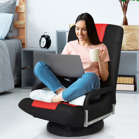 Sillón de suelo para gaming con giro de 360 grados y respaldo plegable y ajustable