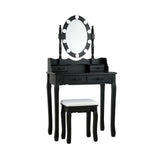 Makeup Dressing Table with Touch Switch Lighted Mirror and Cushioned Stool