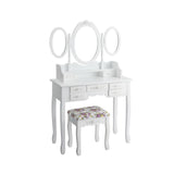 7 Drawer Tri-Folding Mirror Dressing Vanity Makeup Set