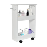 Slim Rolling 3-Tier Bathroom Mobile Shelving Cabinet wih Handle