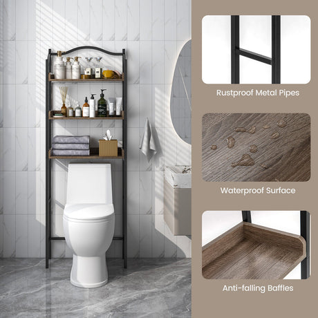 Estante organizador de baño de 3 niveles para colocar sobre el inodoro