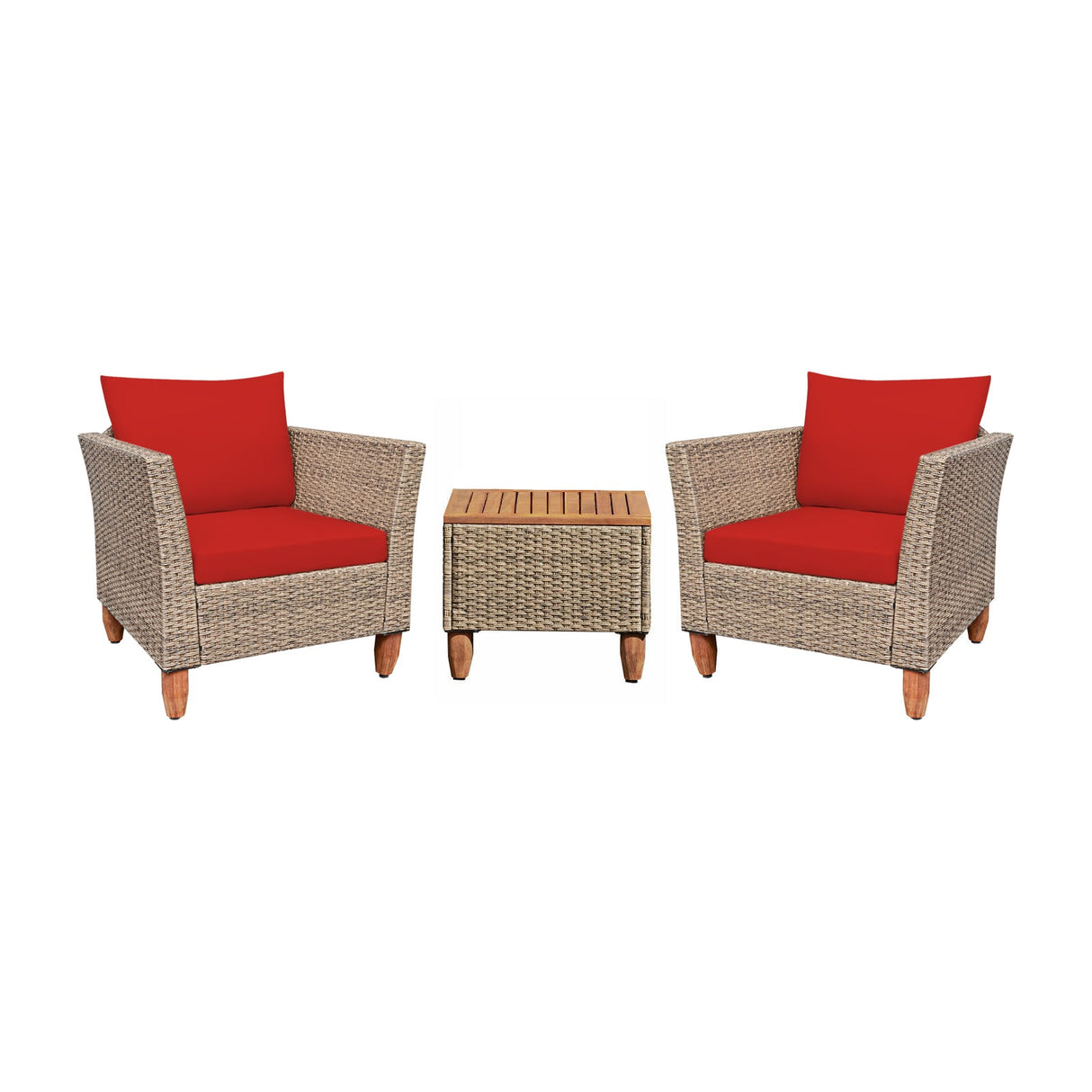 3 Pieces Patio Rattan Furniture Set with Washable Cushion for Yard Porch