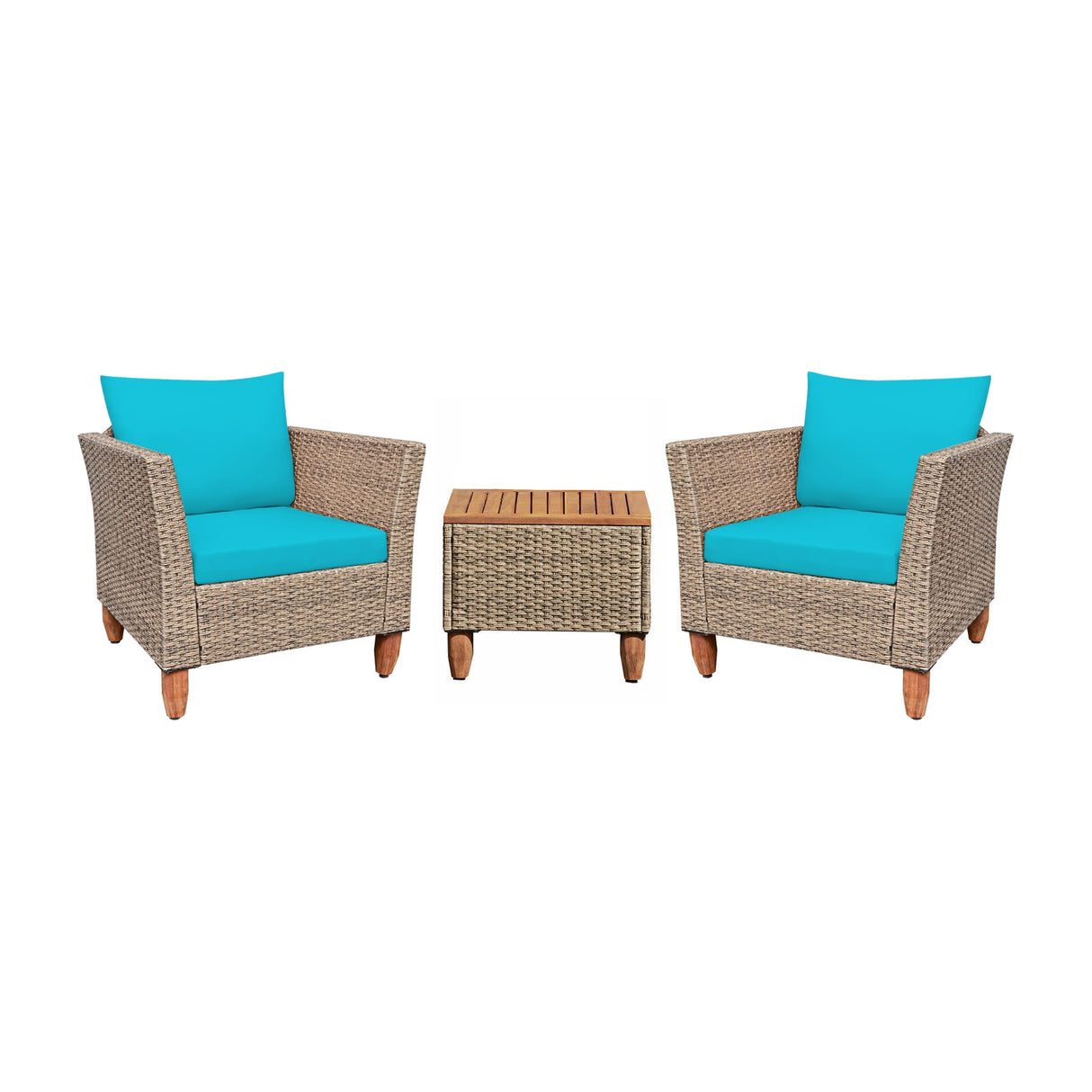 3 Pieces Patio Rattan Furniture Set with Washable Cushion for Yard Porch
