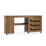 Mesa de costura plegable, estantes, mueble de almacenamiento, carrito artesanal con ruedas
