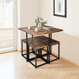 Juego de Comedor de 5 Piezas con Marco de Metal, Mesa de Comedor Compacta y 4 Taburetes