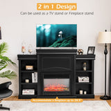 Centro de entretenimiento multimedia con chimenea y librería, moderno, de 70 pulgadas