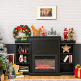 Centro de entretenimiento multimedia con chimenea y librería, moderno, de 70 pulgadas