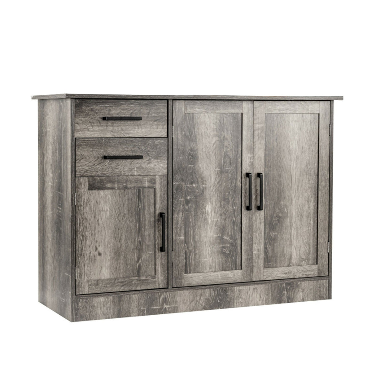 Aparador de cocina con almacenamiento tipo bufé y 2 cajones - Gris