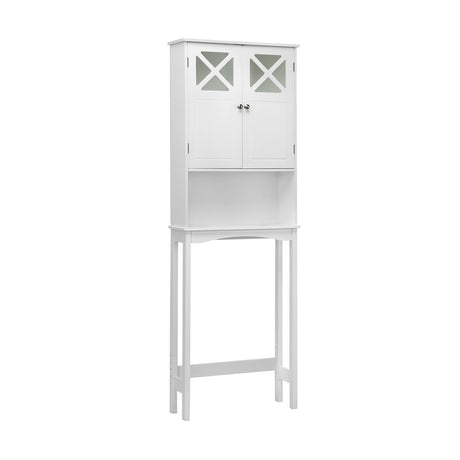 Mueble de almacenamiento de baño de 2 puertas sobre el inodoro con estante ajustable