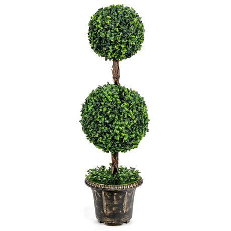 Árbol de bola doble artificial de 36 pulgadas para interior y exterior con protección UV