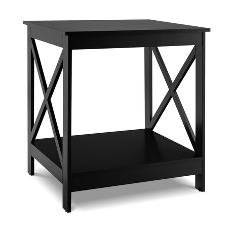 Mesa auxiliar de 2 niveles con diseño en forma de X y 4 patas sólidas