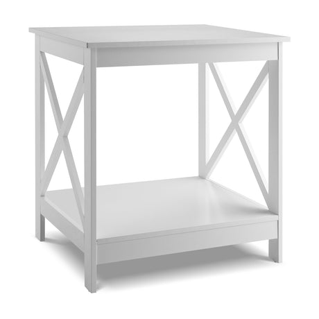 Mesa auxiliar de 2 niveles con diseño en forma de X y 4 patas sólidas
