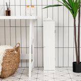 Portarrollos de papel higiénico independiente con 4 estantes y ranura superior para baño - Blanco