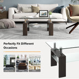 Rectangular Tempered Glass Coffee Table with Shelf