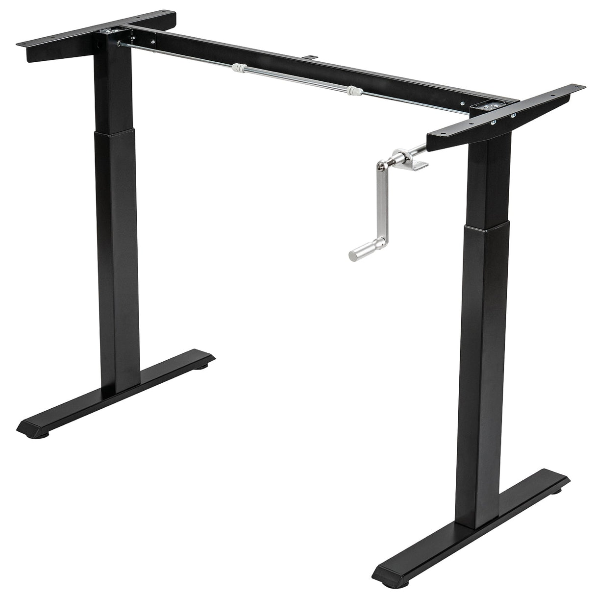 Hand Crank Sit to Stand Desk Frame Height Adjustable Standing Base-Gray