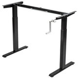 Hand Crank Sit to Stand Desk Frame Height Adjustable Standing Base-Gray