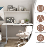 Hand Crank Sit to Stand Desk Frame Height Adjustable Standing Base-Gray