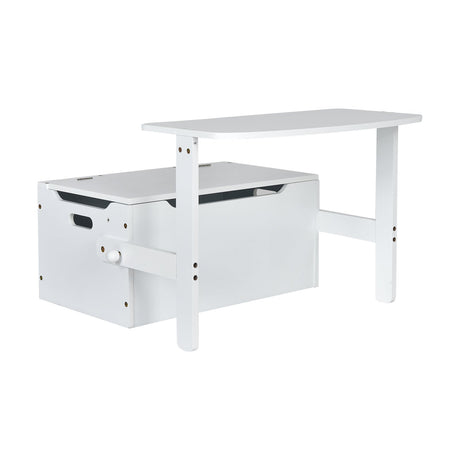 Banco de almacenamiento convertible 3 en 1 para niños, mesa de actividades de madera y juego de sillas