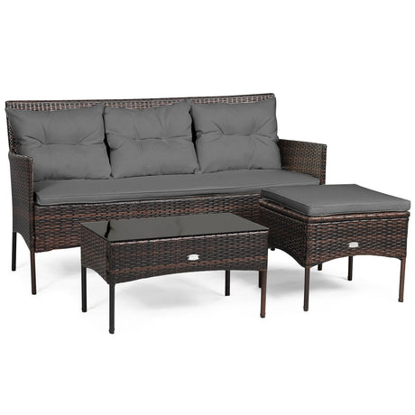 Juego de 3 piezas de muebles seccionales para patio con 5 acogedores
