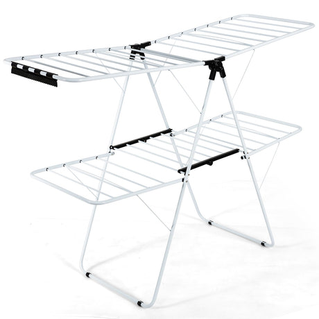 Tendedero Plegable de 2 Niveles con Alas de Gaviota Ajustables