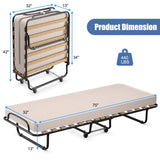 Cama Plegable Portátil con Colchón de Espuma Viscoelástica y Estructura de Metal Resistente Hecho en Italia