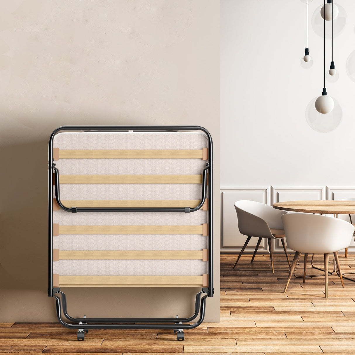 Cama Plegable Portátil con Colchón de Espuma Viscoelástica y Estructura de Metal Resistente Hecho en Italia