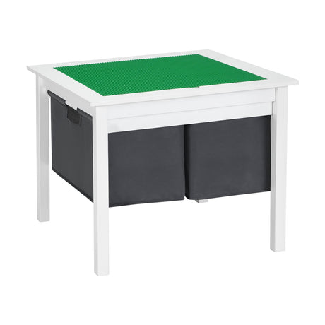 Mesa de construcción de bloques de doble cara 2 en 1 con cajones para niños - Blanca