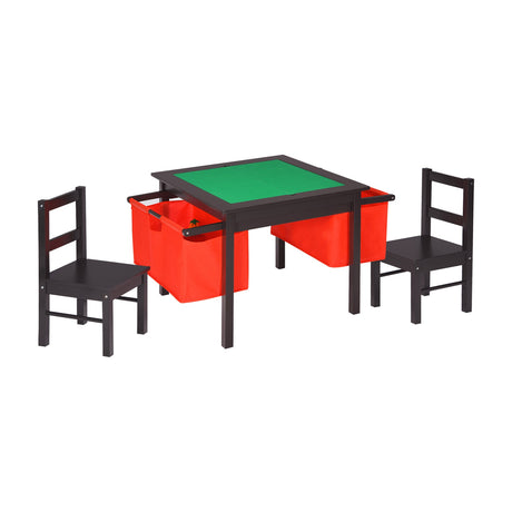 Juego de mesa de actividades 2 en 1 para niños y 2 sillas con mesa de bloques de construcción con almacenamiento