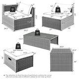 Juego de Muebles de Patio de Ratán de 8 Piezas con Funda Impermeable y Cojines